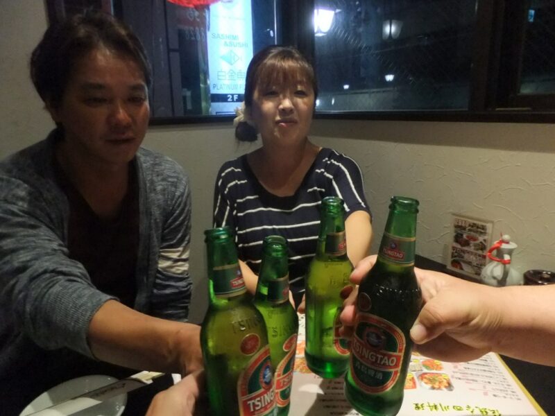 青島ビールで乾杯