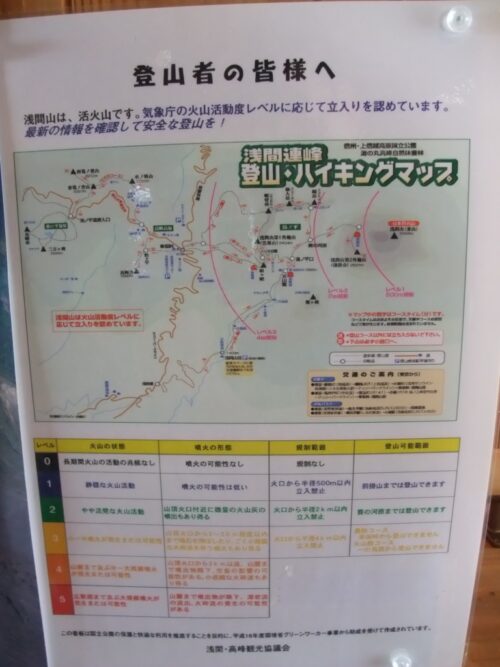 浅間山登山のマップ