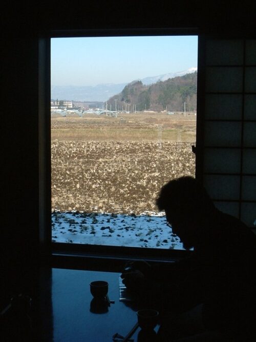 田んぼの中にあるお店