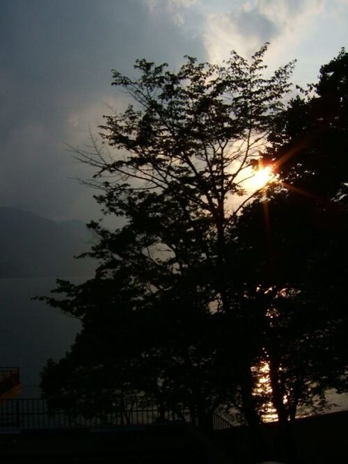 中禅寺湖の夕日