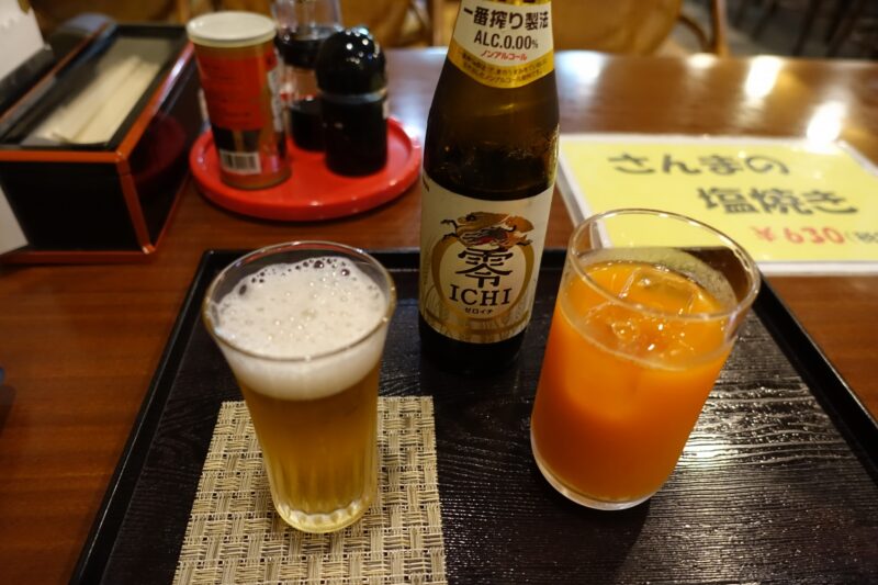 野菜ジュースとノンアルコールビール